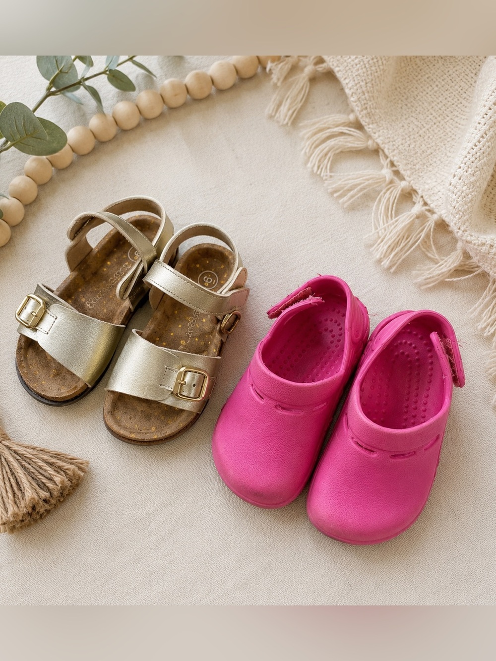 Cat & Jack Toddler Girls Shoe Lot Size 6 Gold Sandals Pink Clogs
